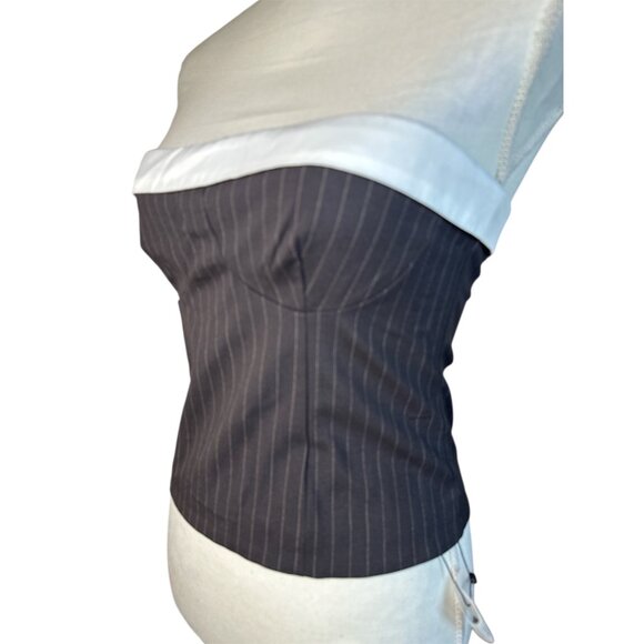 Lovers and Friends Ashley Top in Grey Pinstripe Small New Womens Strapless Corse - Picture 9 of 12